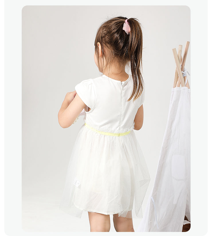 Girl's White Flower Patterned Dress