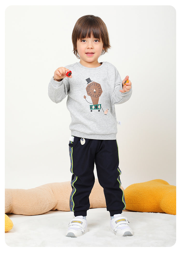 Boy's Light Gray Sweater with Circus Lion