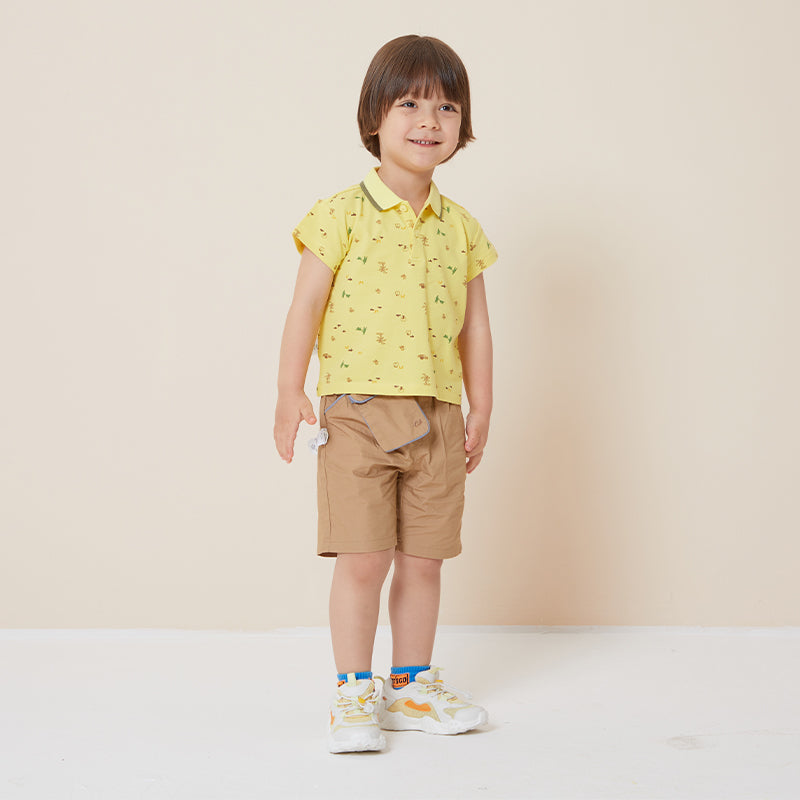 Boy's Yellow Polo Shirt With Small Prints