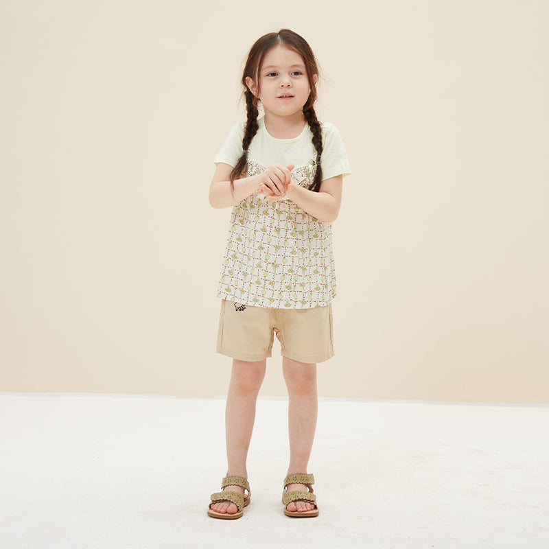 Girl's Khaki Shorts With Waistband