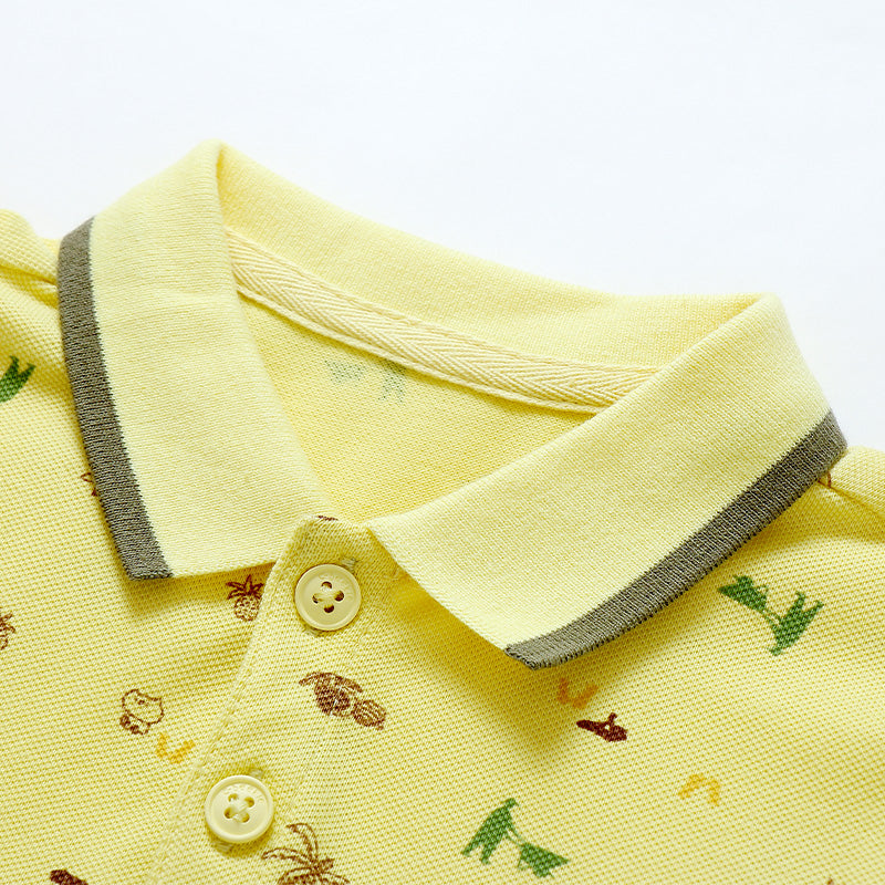 Boy's Yellow Polo Shirt With Small Prints