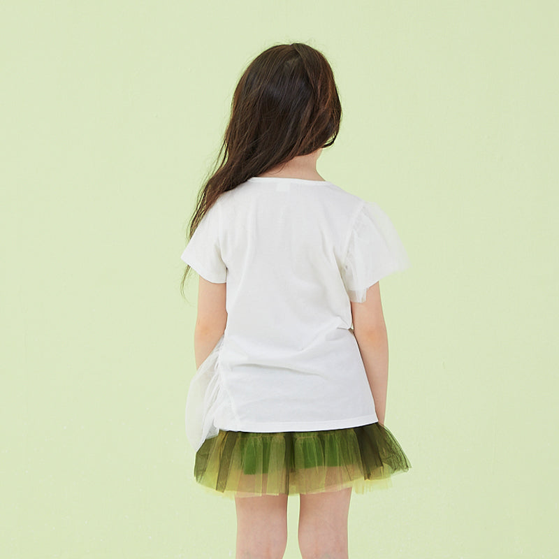 Girl's Stylish White T-shirt with 'Wing'