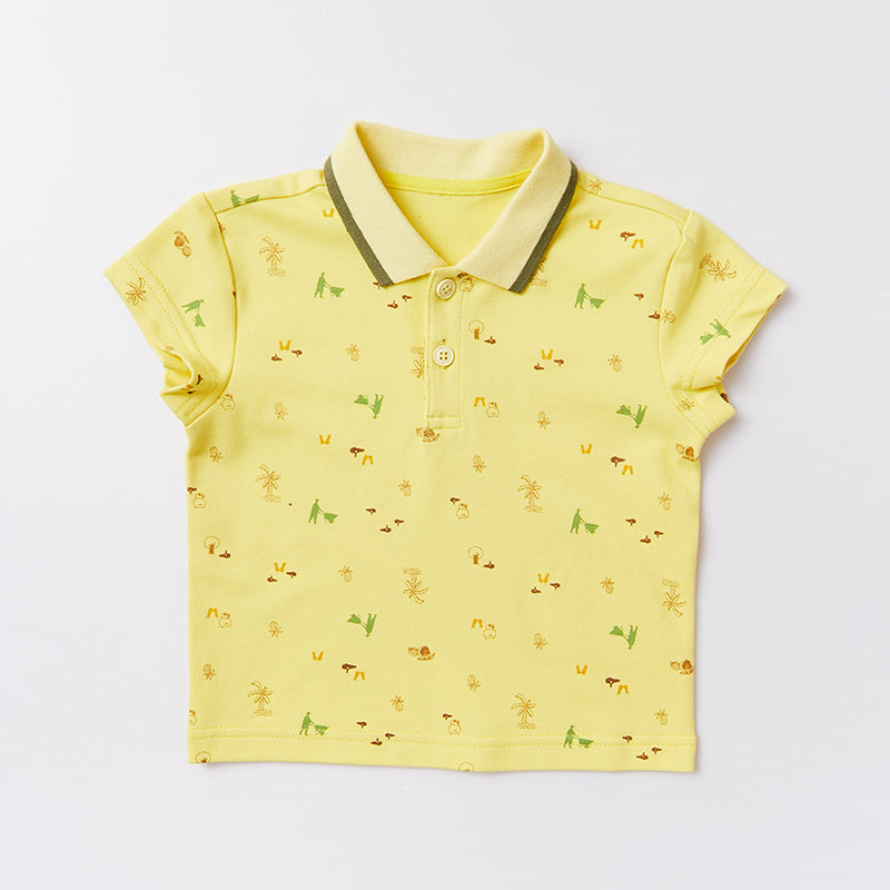 Boy's Yellow Polo Shirt With Small Prints