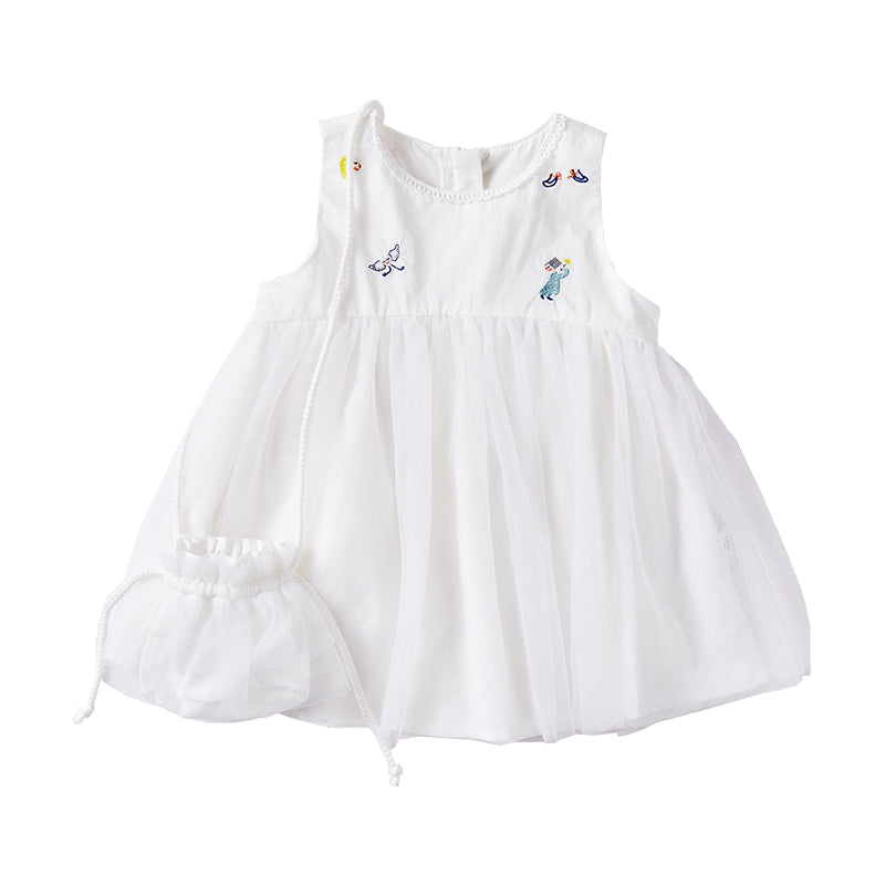 Girl's Summer Dress with Matching Pouch