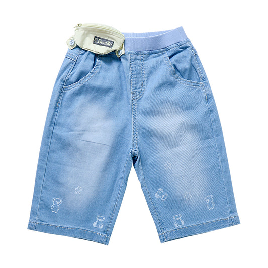 Boy's Denim Shorts with Pouch - CBeetle Koala Series