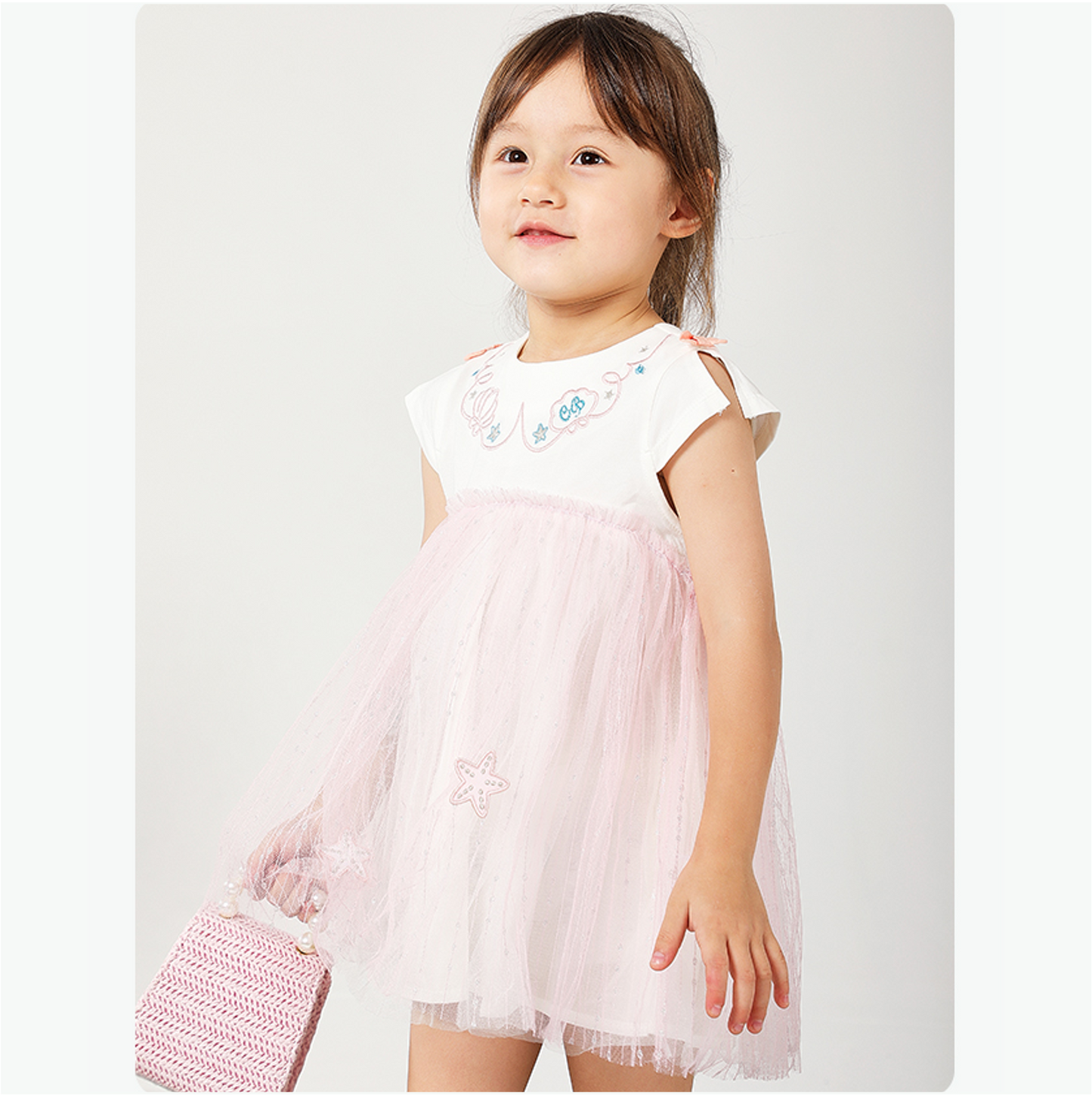 Girl's Summer Dress With Starfish Shell Ornament