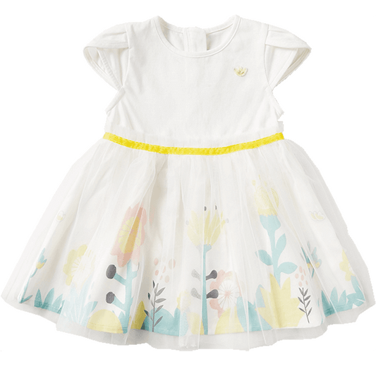 Girl's White Flower Patterned Dress