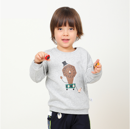 Boy's Light Gray Sweater with Circus Lion