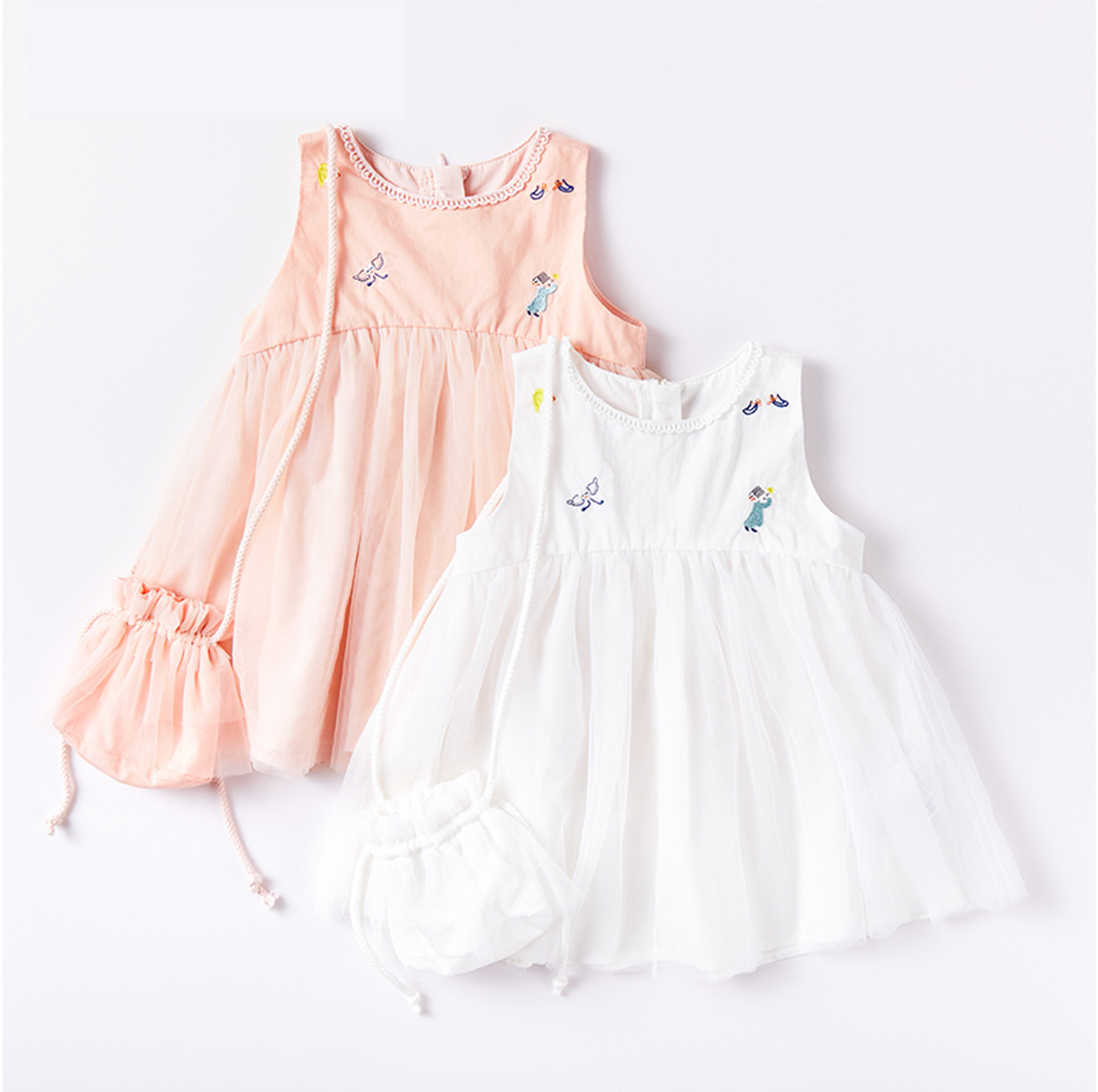 Girl's Summer Dress with Matching Pouch